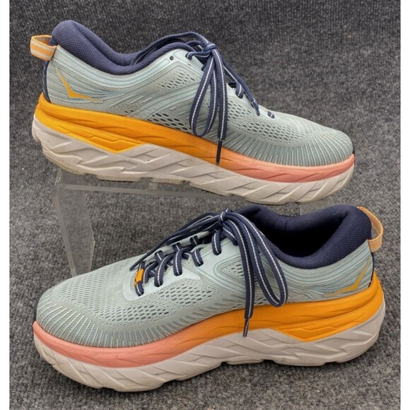 Womens Hoka Bondi 7 Running Shoes Blue Orange 1110519 BHBI Size 6.5 US Sneakers - Picture 11 of 12